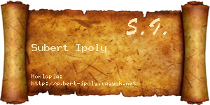 Subert Ipoly névjegykártya
